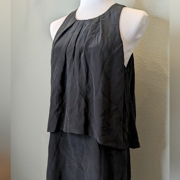 Joie 100% silk black sleeveless lightweight lined mini dress casual EUC Medium - Picture 3 of 9